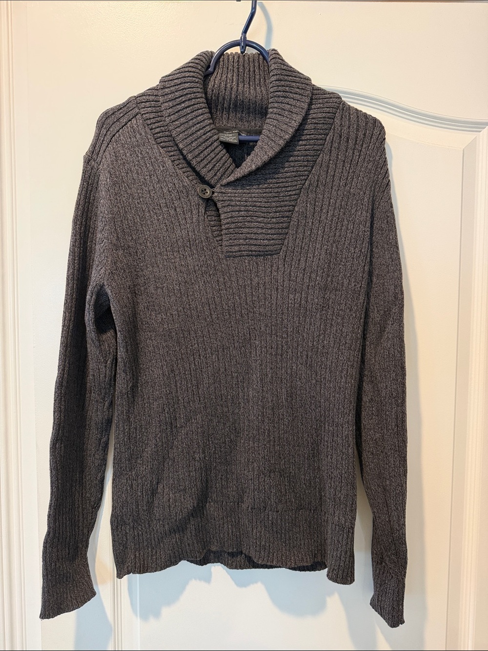 Calvin Klein Men's Shawl Turtleneck Ribbed Sweater - Charcoal